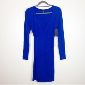 Free Press Rib Knit Blue Wrap Dress